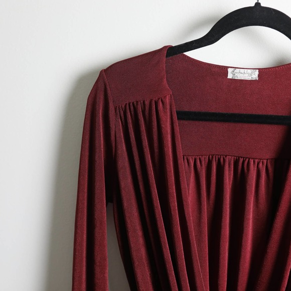 Intimately Free People Dark Red Long Sleeve Wrap Front Bodysuit - Picture 2 of 6